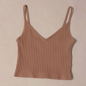 Pink, spaghetti strap, line textured, crop top